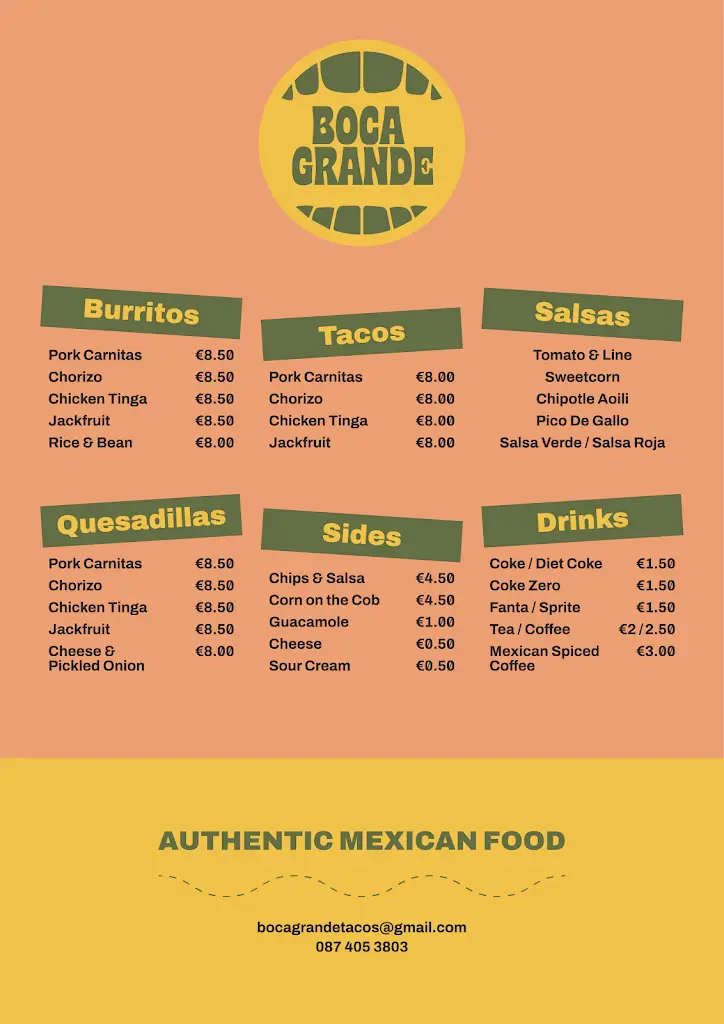 Menu_Boca Grande Foods Ltd_Dundalk_image_2