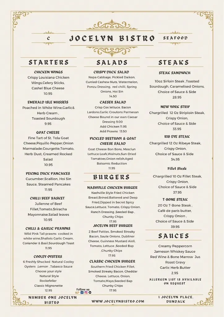 Menu_Number One Jocelyn Bistro_Dundalk_image_4