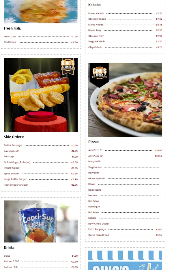 Menü_Gino's Diner_Dundalk_Bild_3