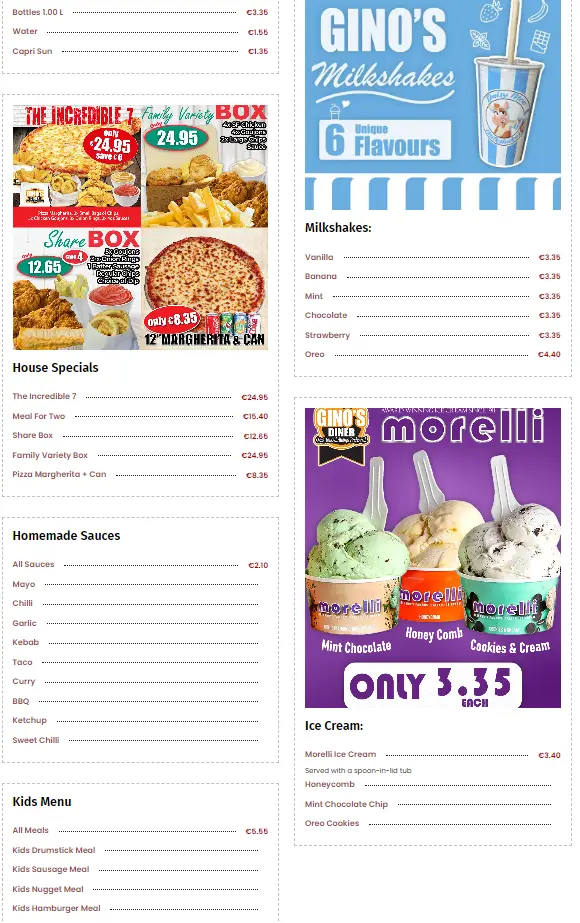 Menü_Gino's Diner_Dundalk_Bild_4