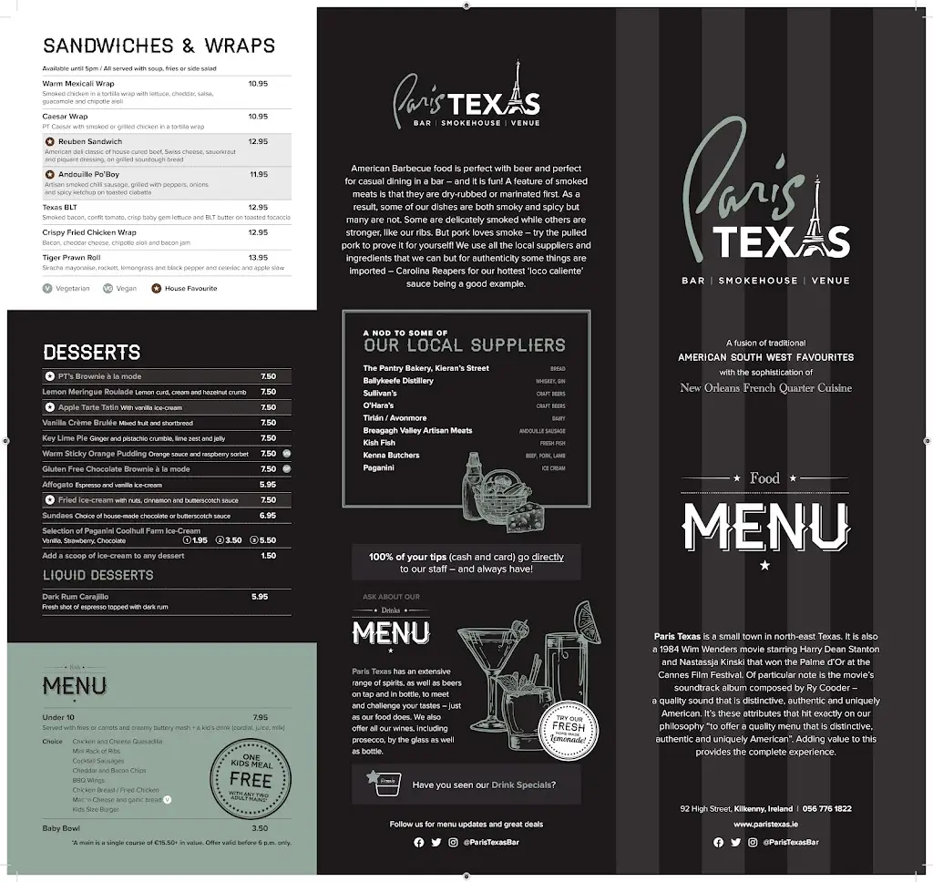 Menu_Paris Texas Bar and Restaurant_Kilkenny_image_1