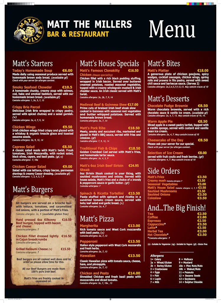 Menu_Matt The Millers Bar & Restaurant_Kilkenny_image_1