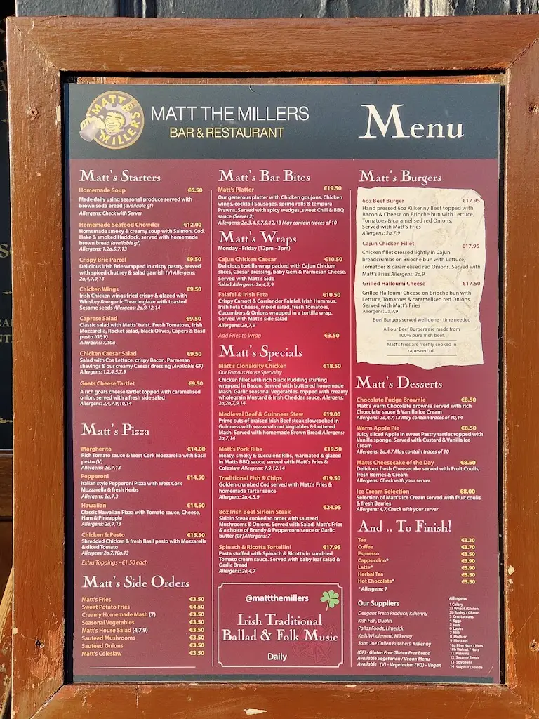 Menu_Matt The Millers Bar & Restaurant_Kilkenny_image_3