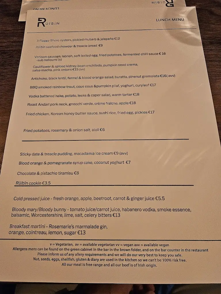 Menu_Rúibín Bar & Restaurant_County Galway_image_1