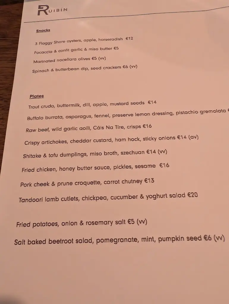 Menu_Rúibín Bar & Restaurant_County Galway_image_2