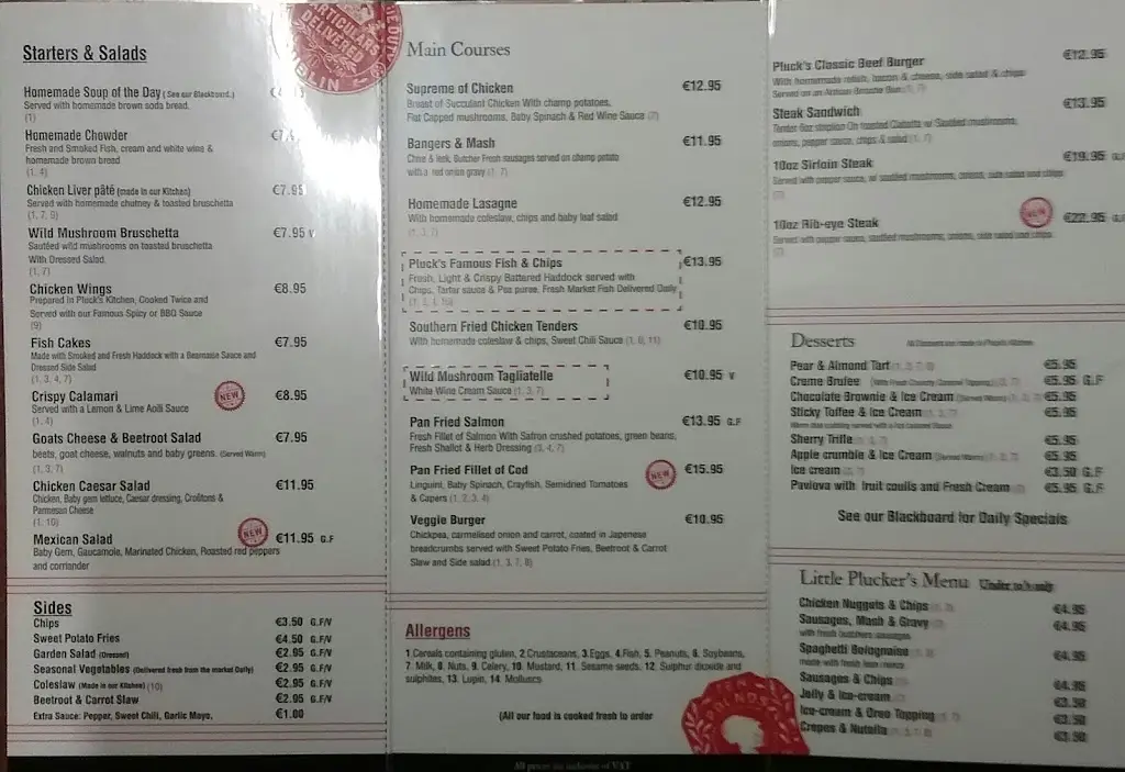 Menu_Pluck's Bar_Kilmacanoge_image_3