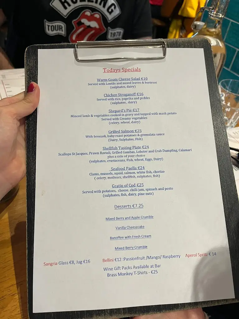 Menu_The Brass Monkey Restaurant and Wine Bar_Howth_image_4