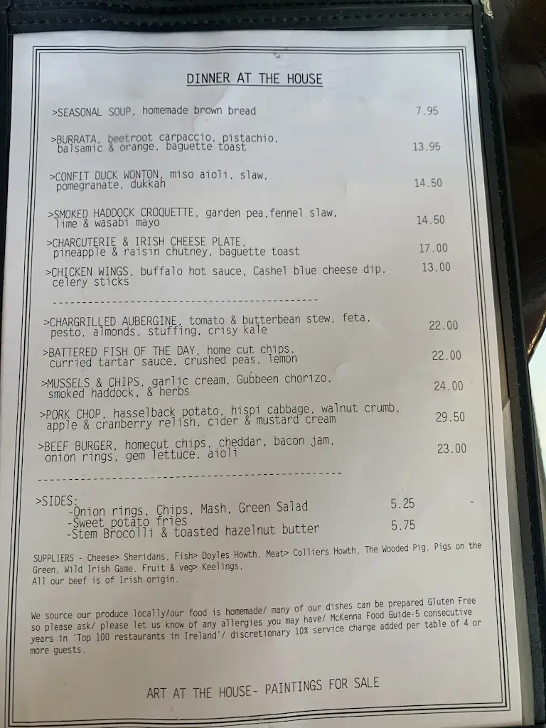 Menü_The House Restaurant_Howth_Bild_1