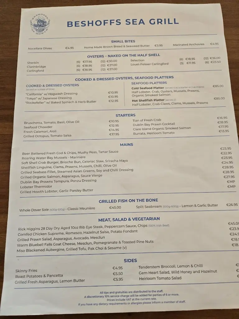 Menu_Beshoffs The Market & Beshoffs Sea Grill_Howth_image_1
