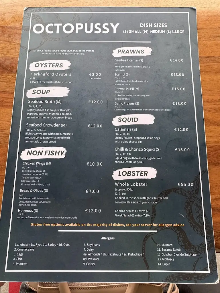 Menu_Octopussy's Seafood Tapas_Howth_image_2