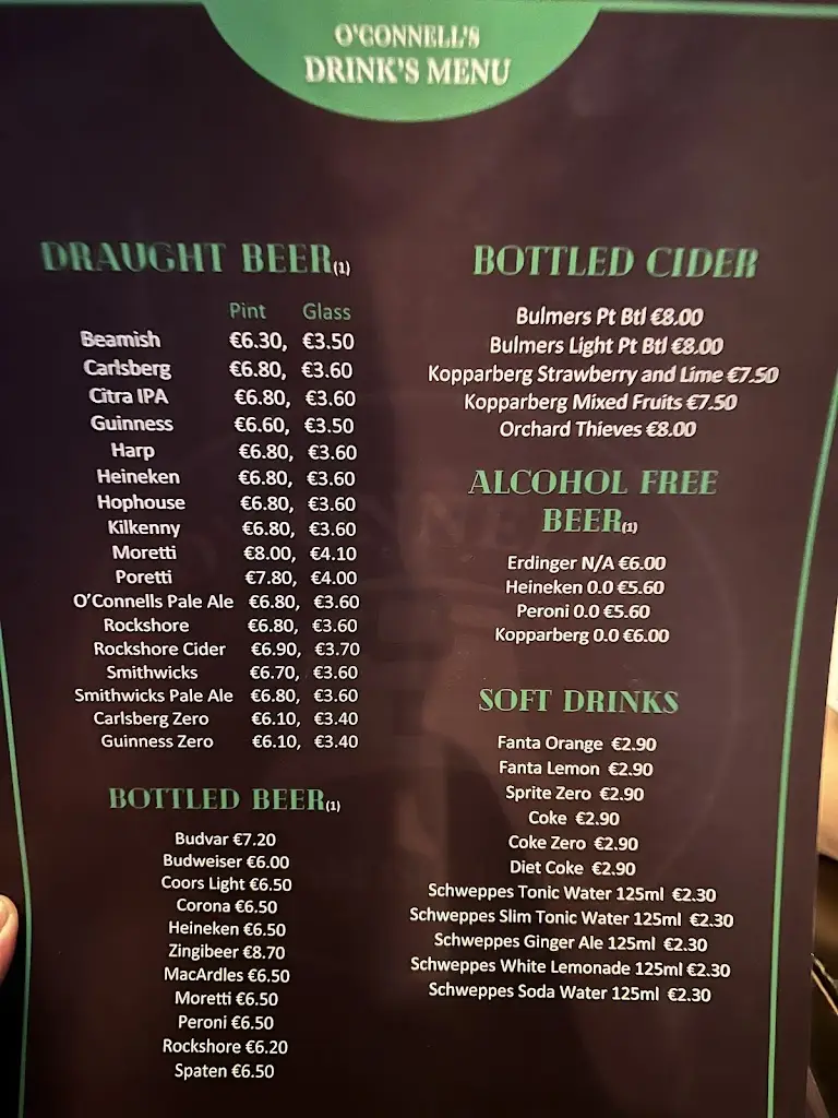 Menu_O'Connells Pub & Restaurant_Howth_image_1