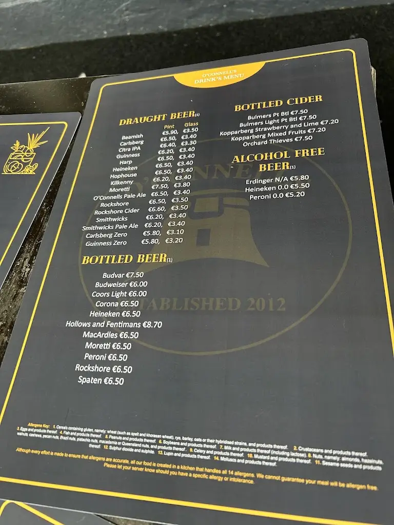 Menu_O'Connells Pub & Restaurant_Howth_image_4