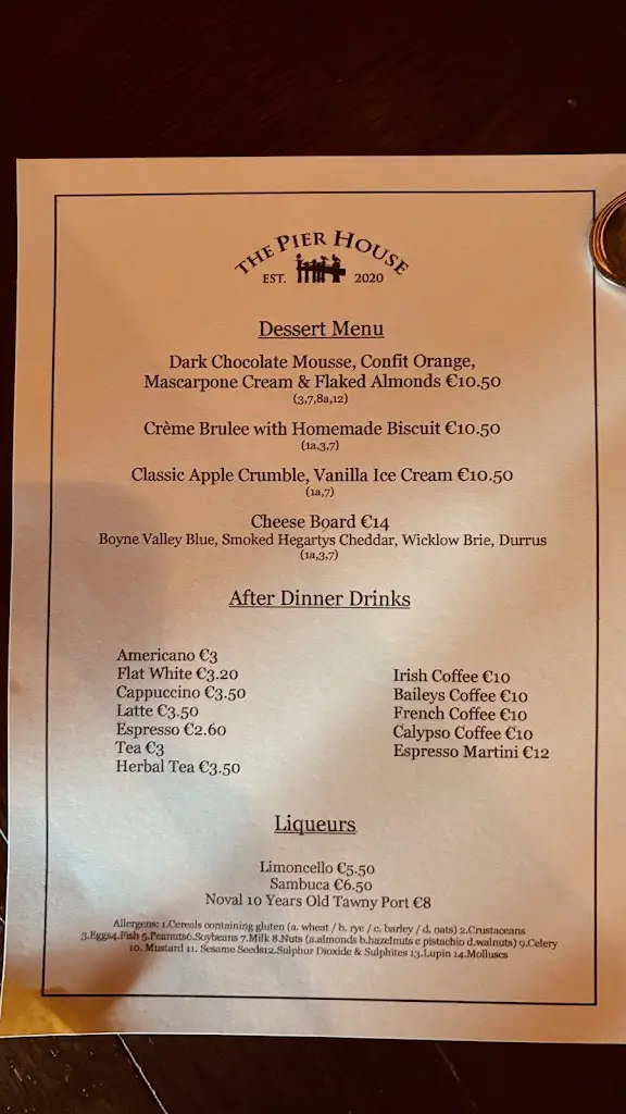 Menu_The Pier House Restaurant Howth_Howth_image_1