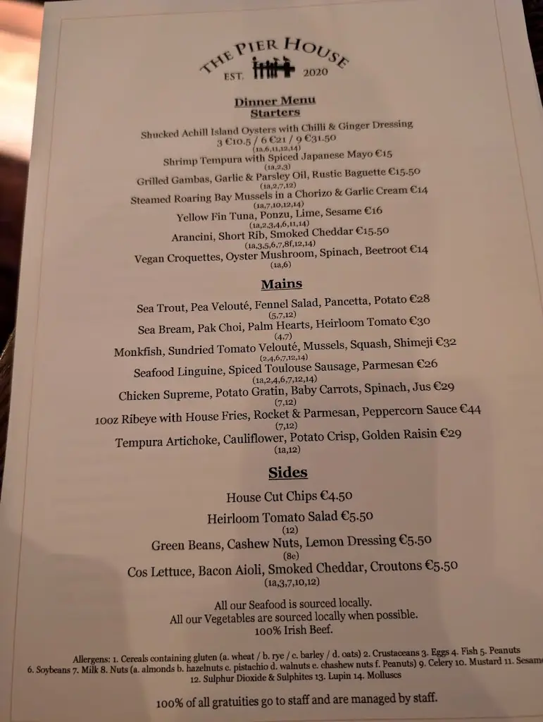 Menu_The Pier House Restaurant Howth_Howth_image_4