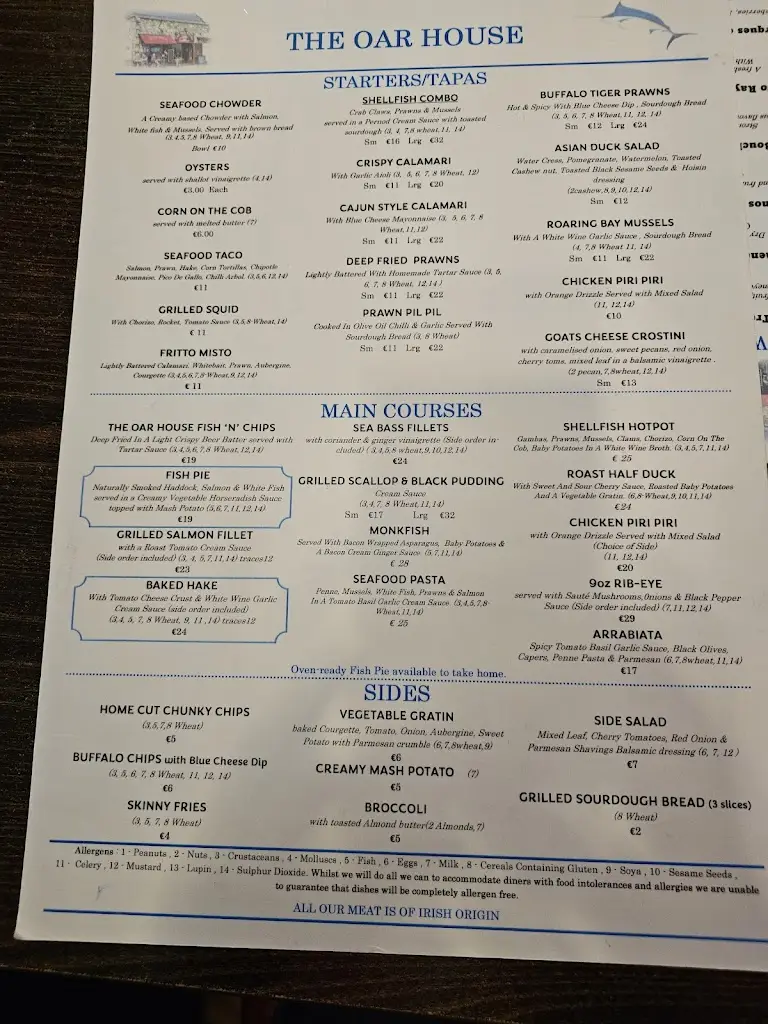 Menu_The Oar House_Howth_image_2