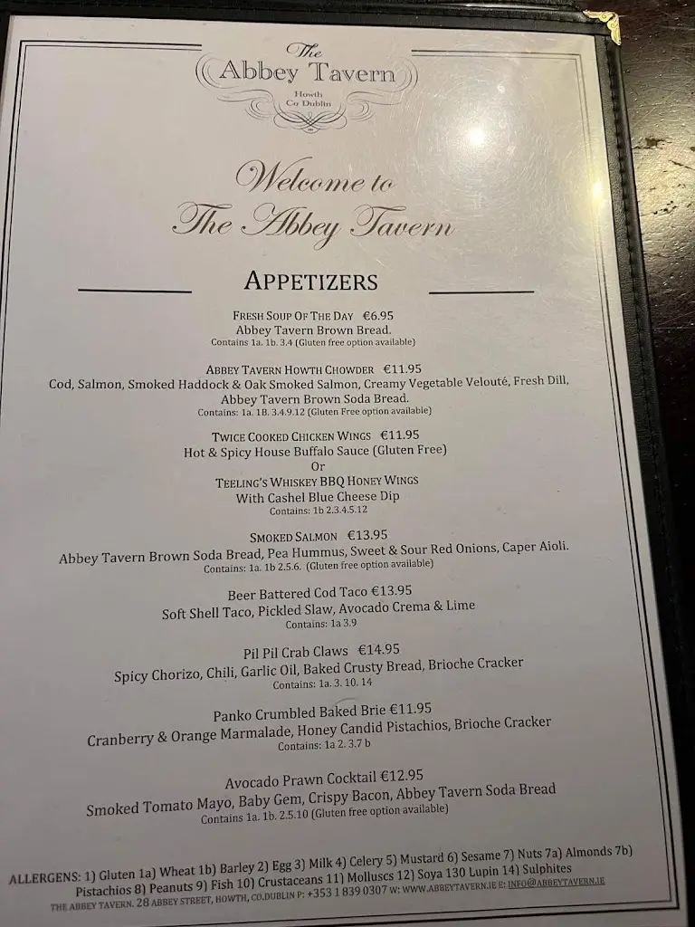 Menu_The Abbey Tavern_Howth_image_4