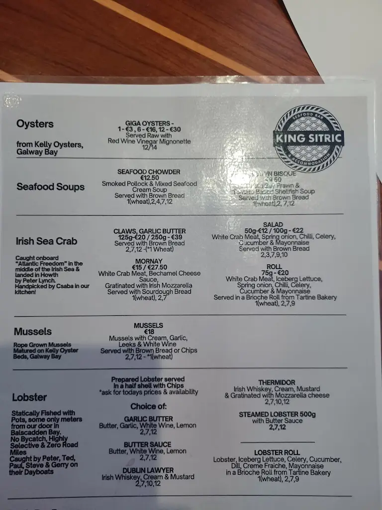 Menu_King Sitric Seafood Bar & Accommodation_Howth_image_2