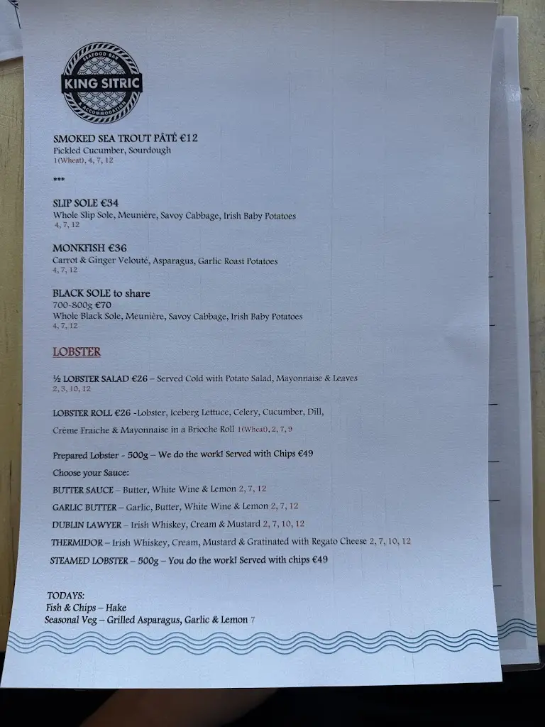 Menu_King Sitric Seafood Bar & Accommodation_Howth_image_4