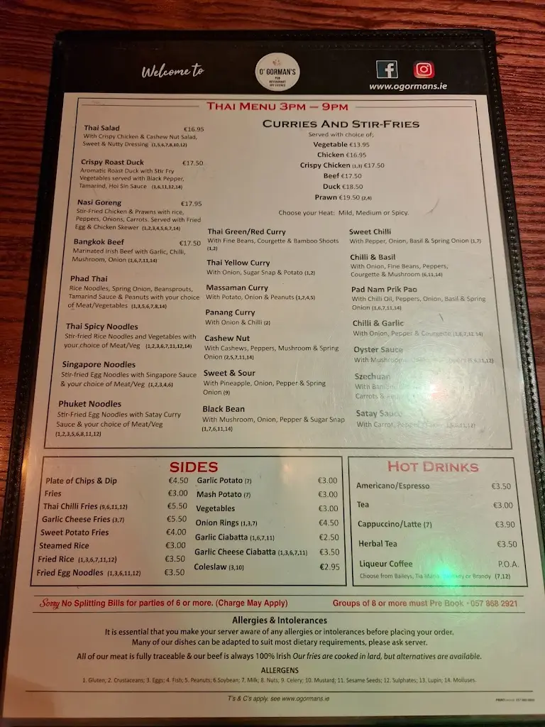 Menu_O'Gormans Bar & Restaurant_Laois_image_2