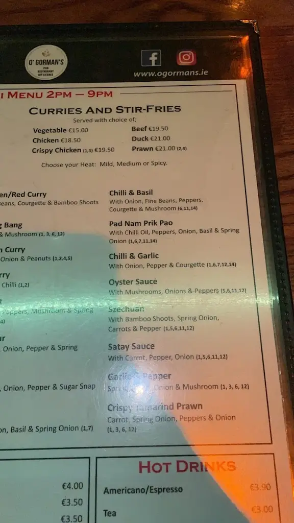 Menu_O'Gormans Bar & Restaurant_Laois_image_4