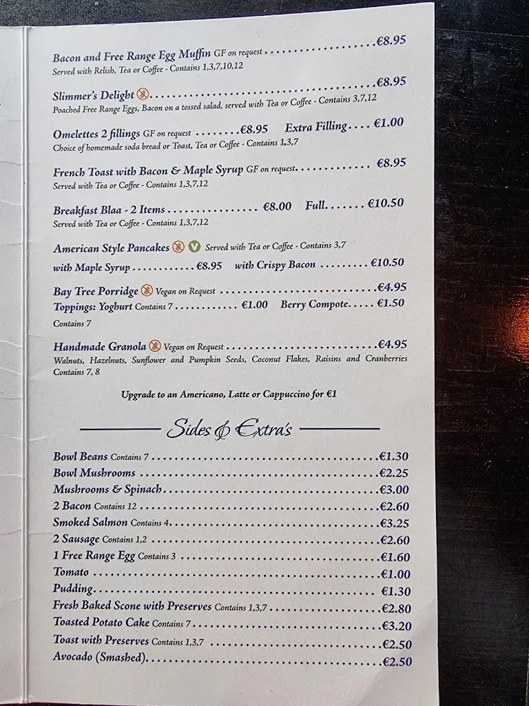 Menu_The Bay Tree_Laois_image_1