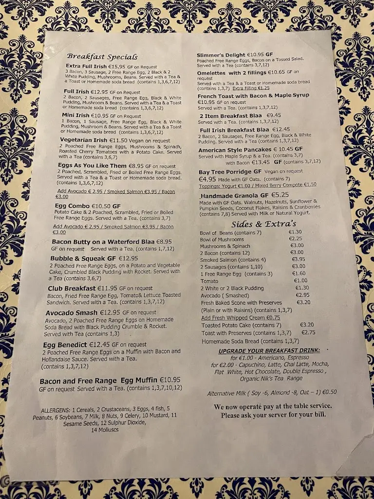 Menu_The Bay Tree_Laois_image_2