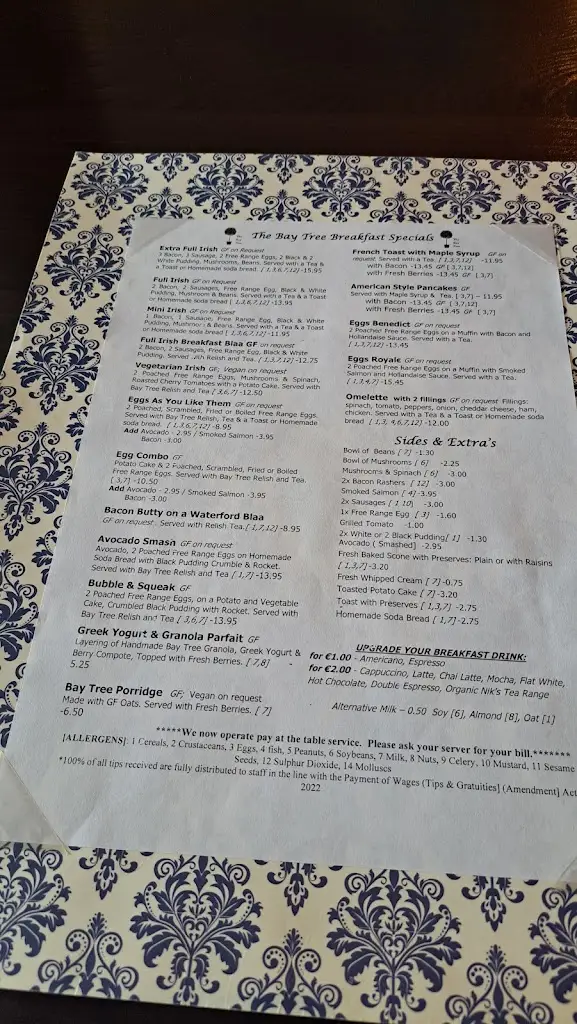 Menu_The Bay Tree_Laois_image_4