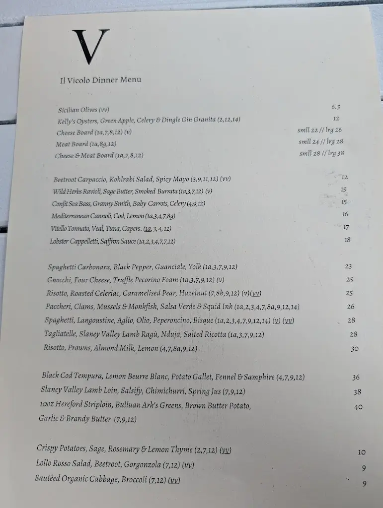 Menu_IL Vicolo_County Galway_image_2