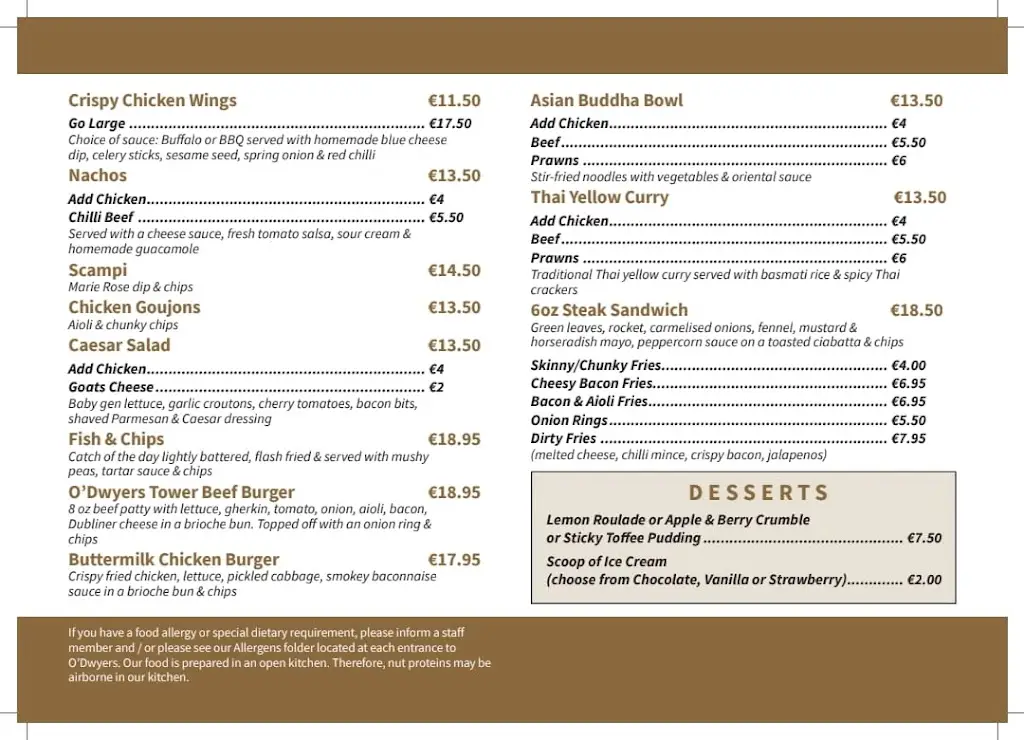 Menu_O'Dwyers of Kilmacud_Mount Merrion_image_1