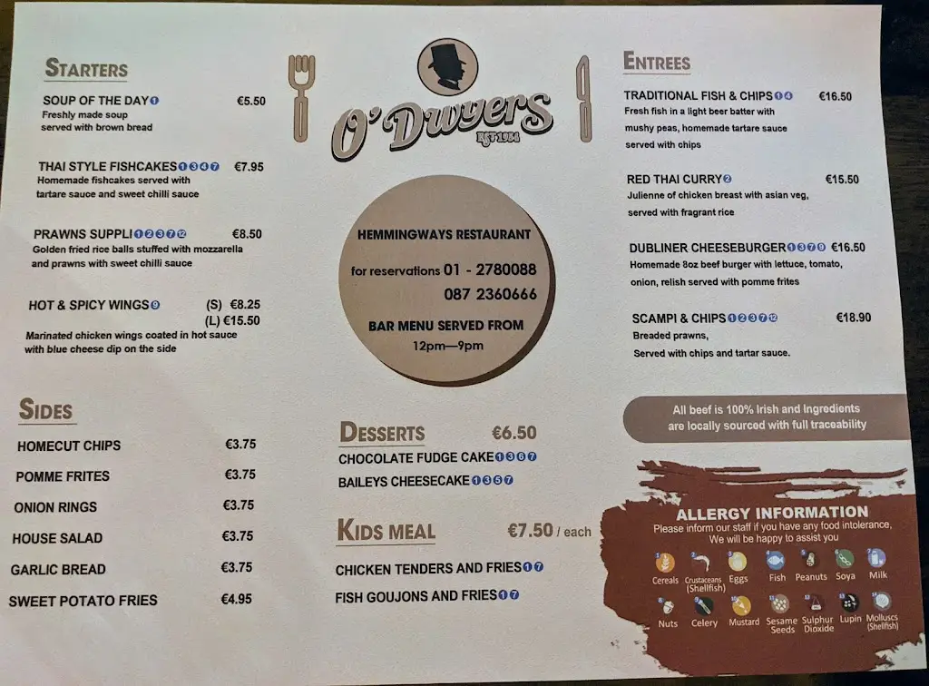 Menu_O'Dwyers of Kilmacud_Mount Merrion_image_4