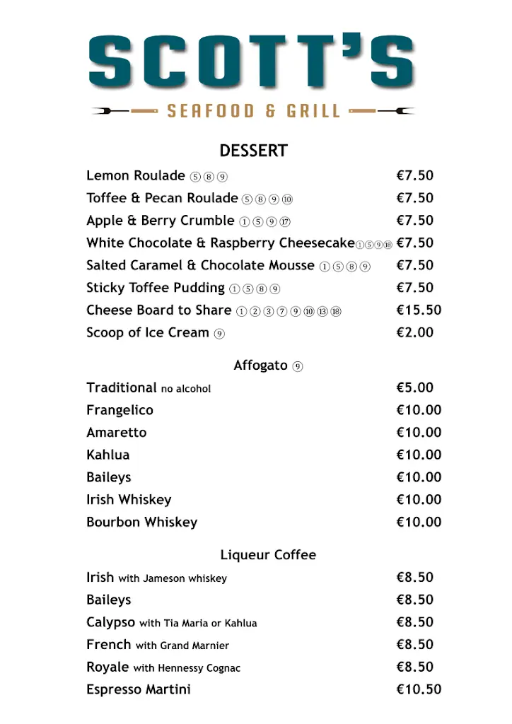 Menü_Scott's Seafood and Grill Restaurant_Mount Merrion_Bild_1