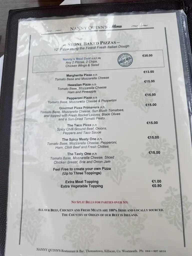 Menu_Nanny Quinn's_Kinnegad_image_3