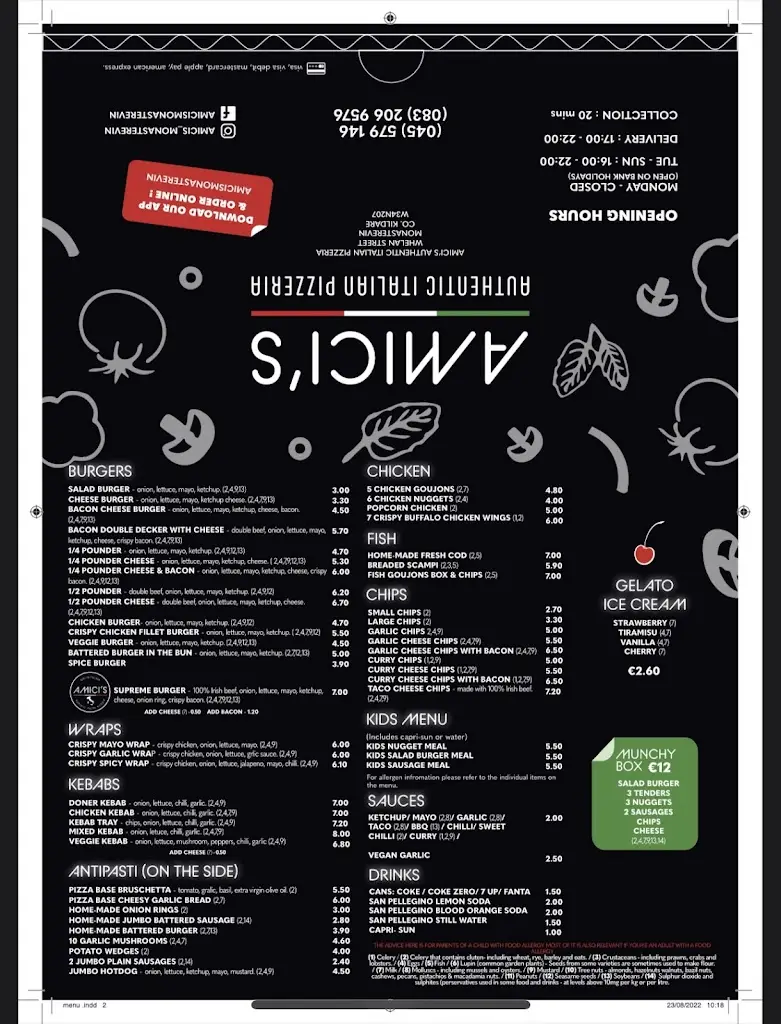 Menu_Amici Authentic Italian Pizzeria_Monasterevin_image_1