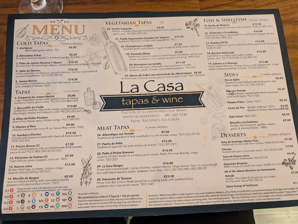 Menu_La Casa - Tapas & Wine, Claremorris_Claremorris_image_1
