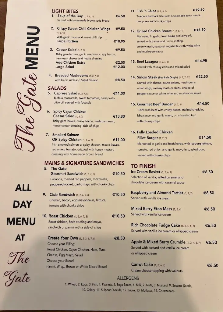 Menu_The Gate Restaurant Navan_Navan_image_1