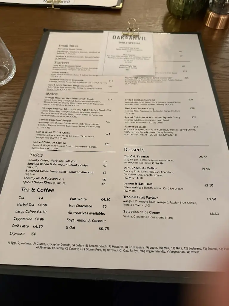 Menu_Oak & Anvil_Old Kilcullen_imagen_1