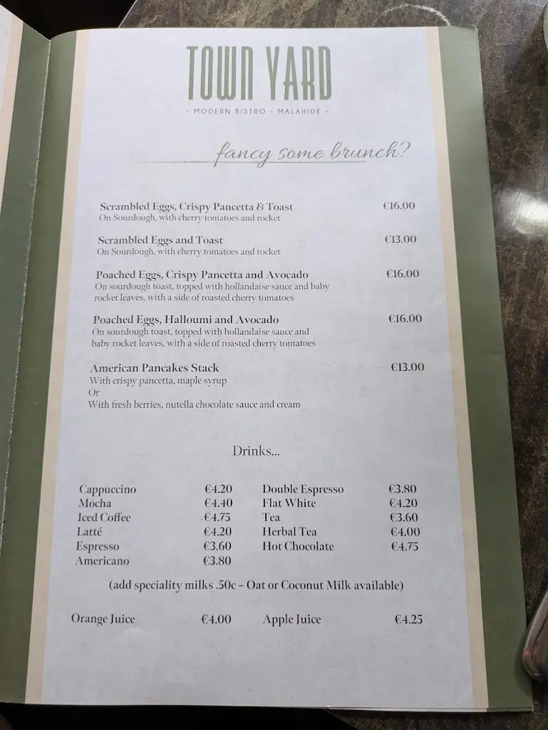Menu_Town Yard Modern Bistro_Malahide_imagen_1
