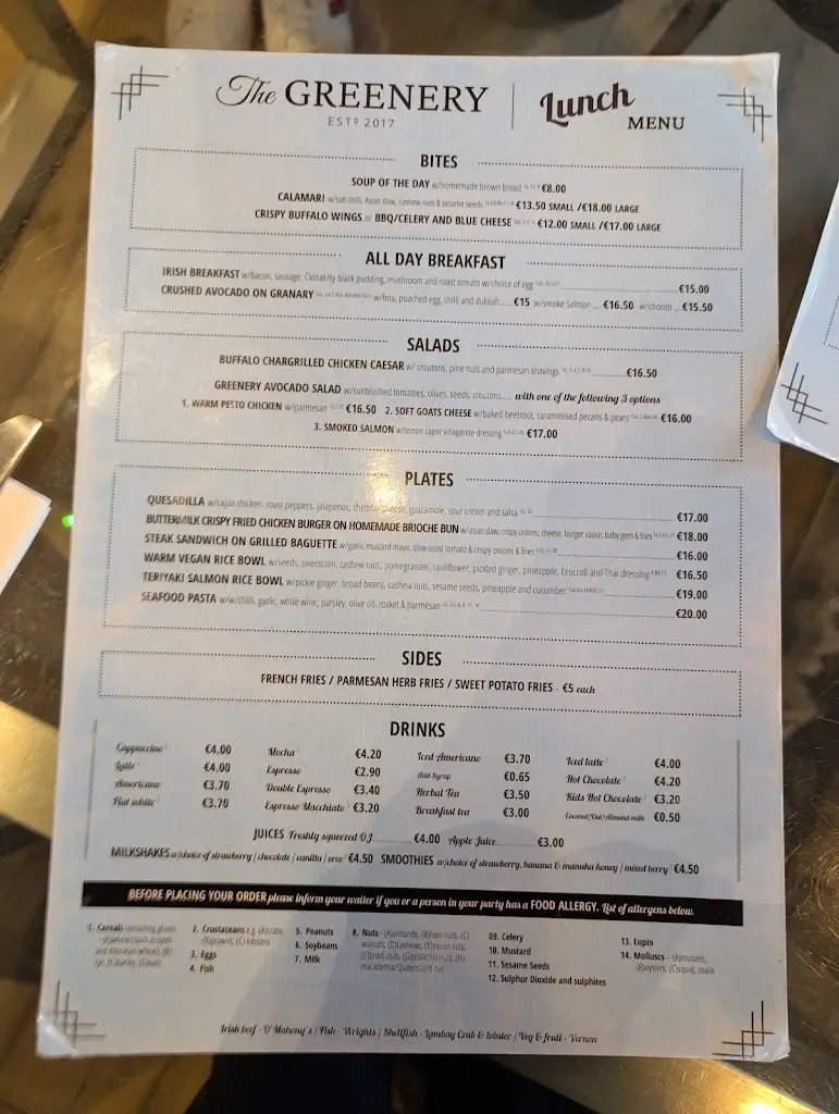 Menu_The Greenery Malahide_Malahide_immagine_2