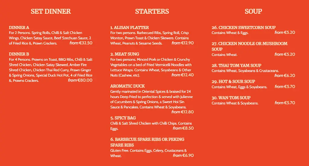 Menu_Alisan Oriental Restaurant_Claremorris_image_1