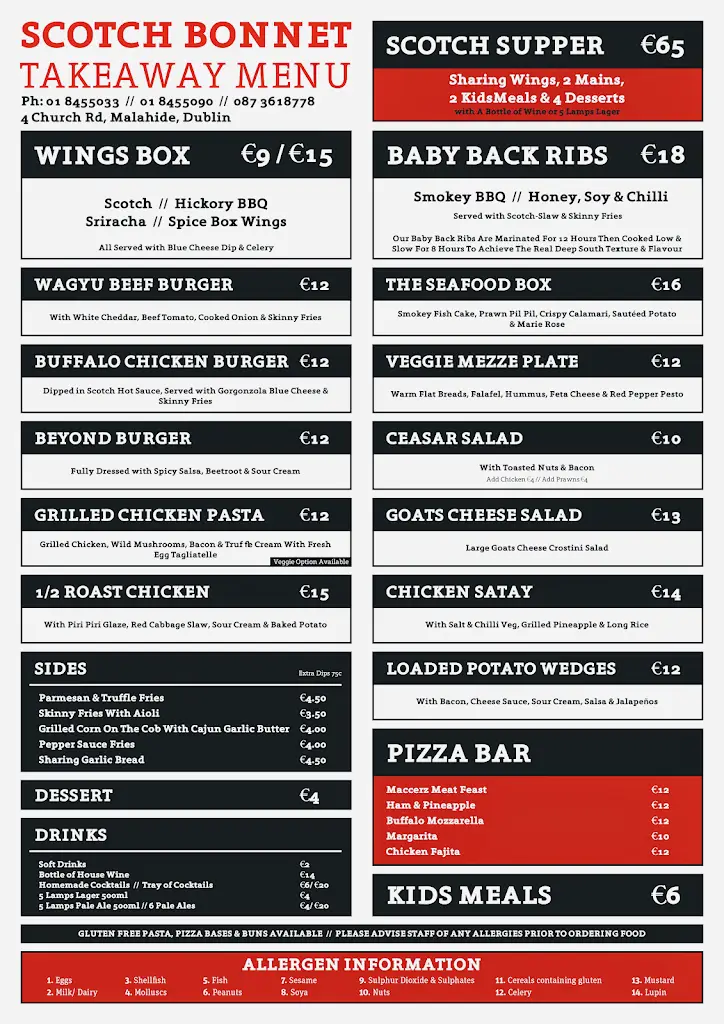 Menu_Scotch Bonnet Grill House & Pizza Bar_Malahide_imagen_1