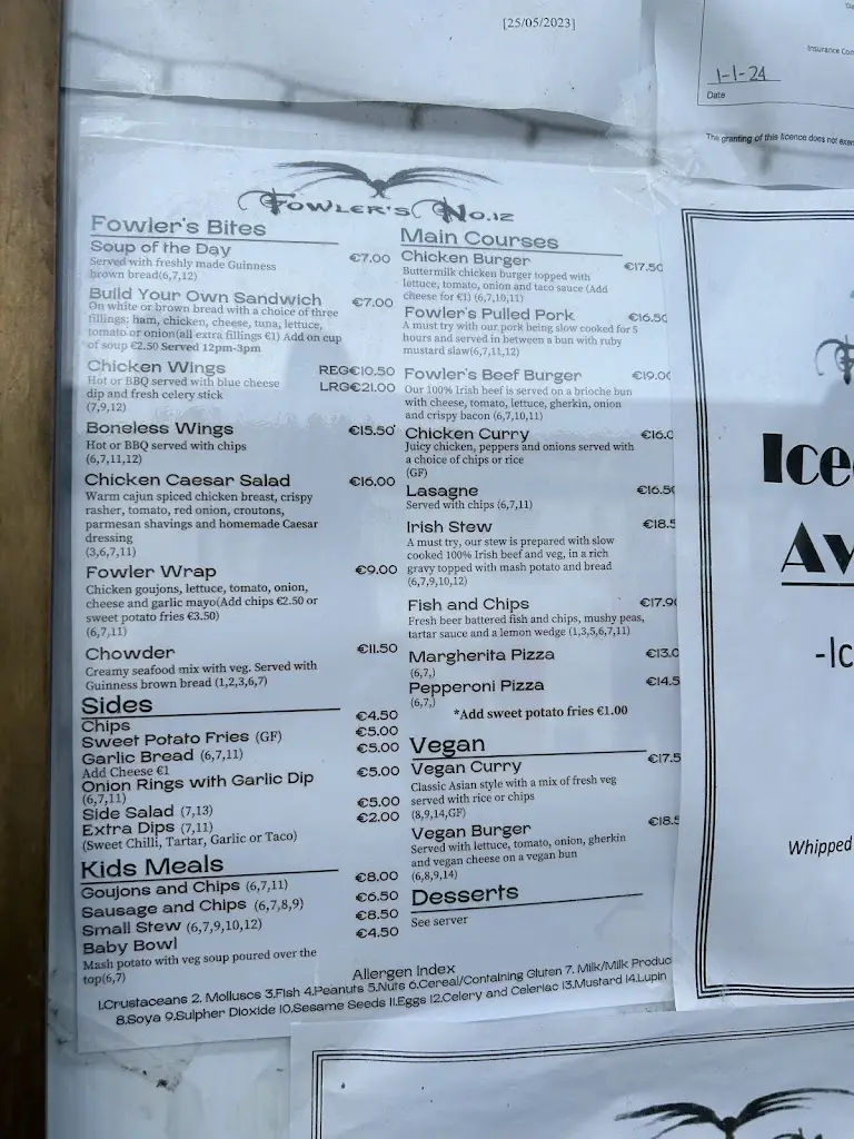 Menu_Fowler’s Malahide_Malahide_image_3