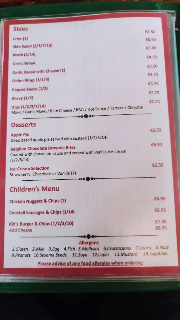 Menu_Gibney's Of Malahide, ireland_Malahide_image_4