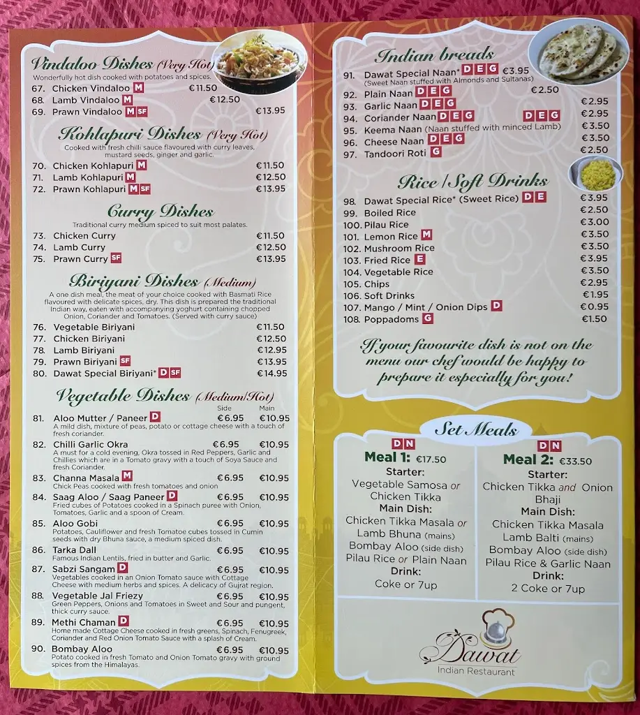 Menu_Dawat Indian Restaurant Mayo_Claremorris_image_1