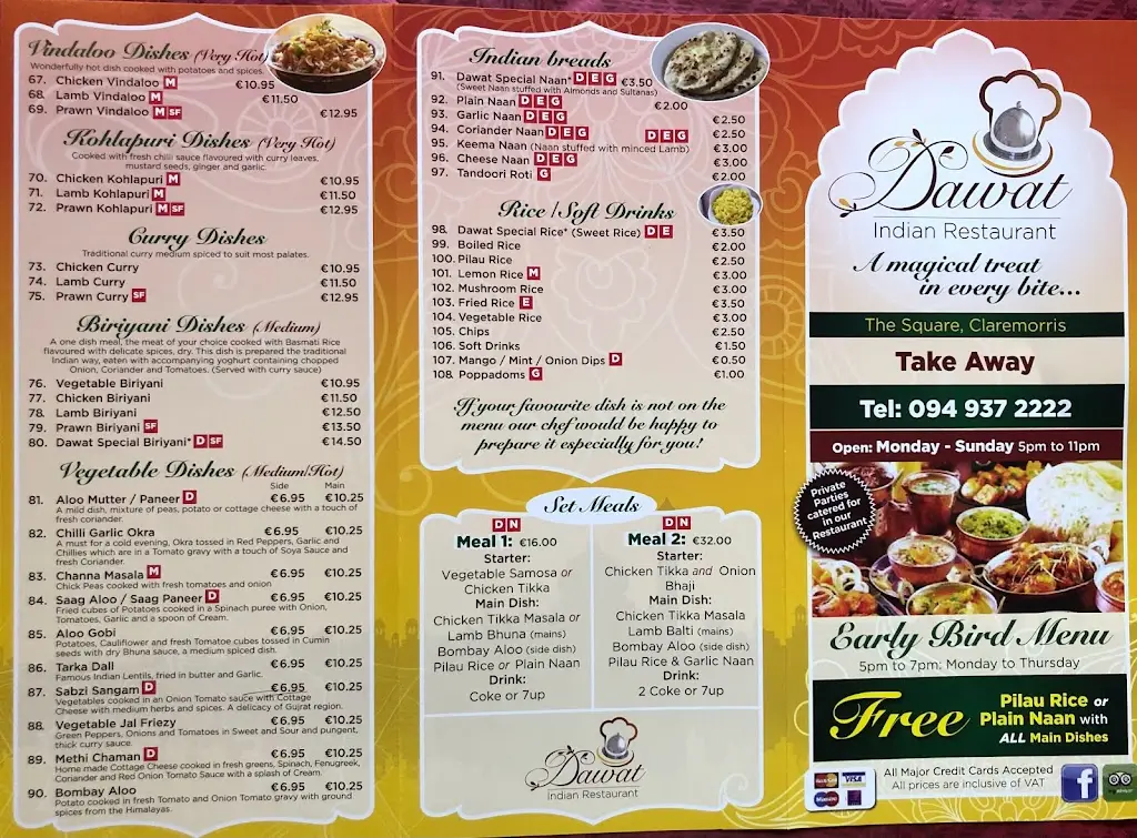 Menu_Dawat Indian Restaurant Mayo_Claremorris_image_3