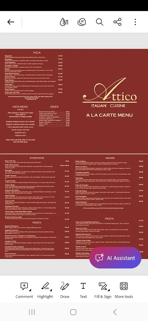 Menu_Attico Restaurant_Monkstown_image_2