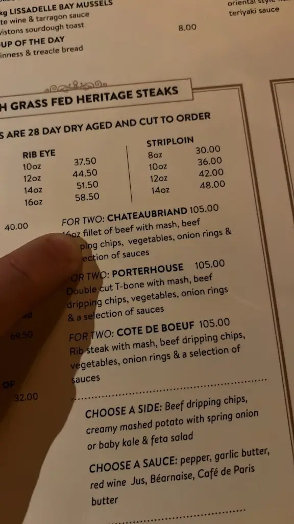 Menu_F.X. Buckley Steakhouse Monkstown_Monkstown_immagine_4