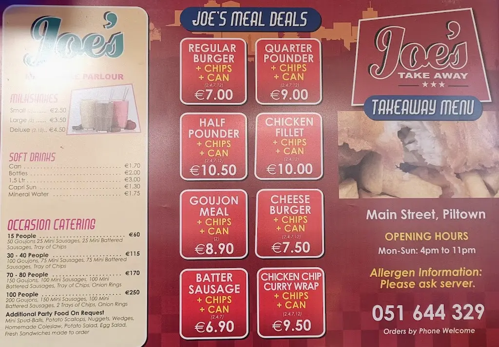 Menü_Joe’s Takeaway_Piltown_Bild_1