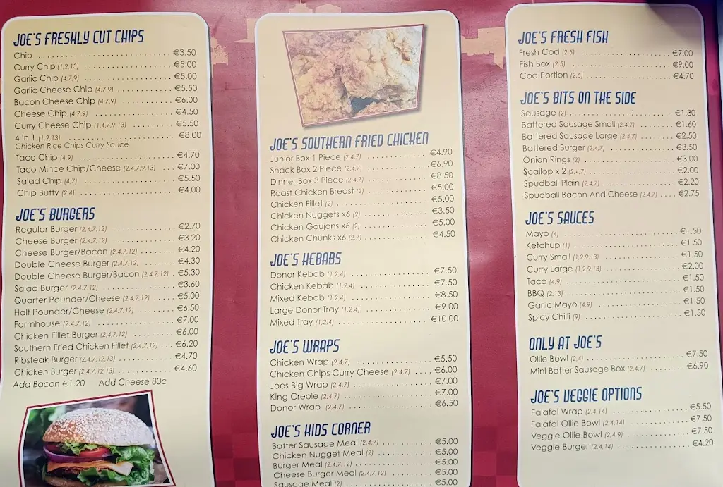 Menü_Joe’s Takeaway_Piltown_Bild_2