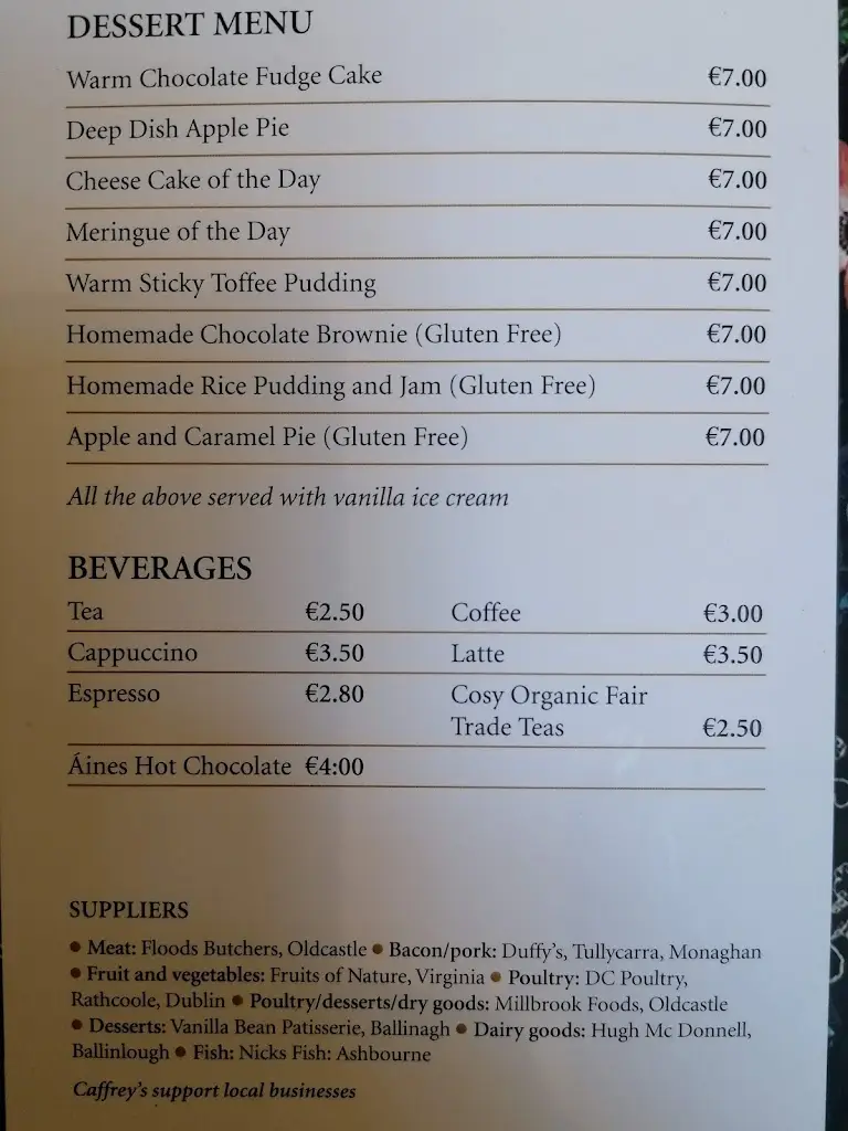 Menu_Caffrey's Bar & Restaurant_Oldcastle_image_1
