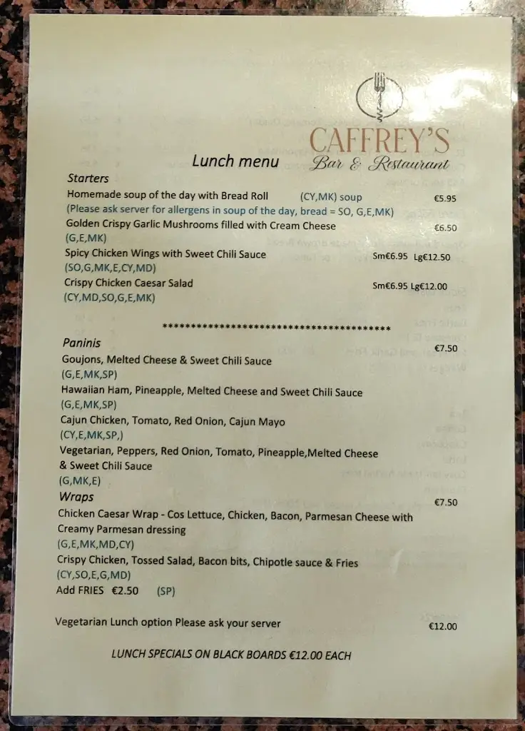 Menu_Caffrey's Bar & Restaurant_Oldcastle_image_2